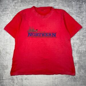 Northern Reflections Shirt Mens Large Red Loon Vintage 90s Nature Single Stitch